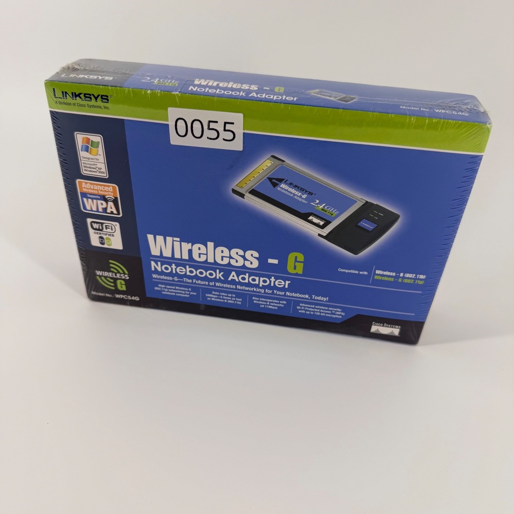 Linksys WPC54G Wireless-G Notebook Adapter 2.4GHz 802.11g PC Card New Sealed